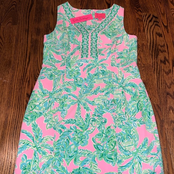 Lilly Pulitzer Vivian Stretch Shift dress Mandevilla Baby Pink Sand Paradise NWT - Picture 2 of 12
